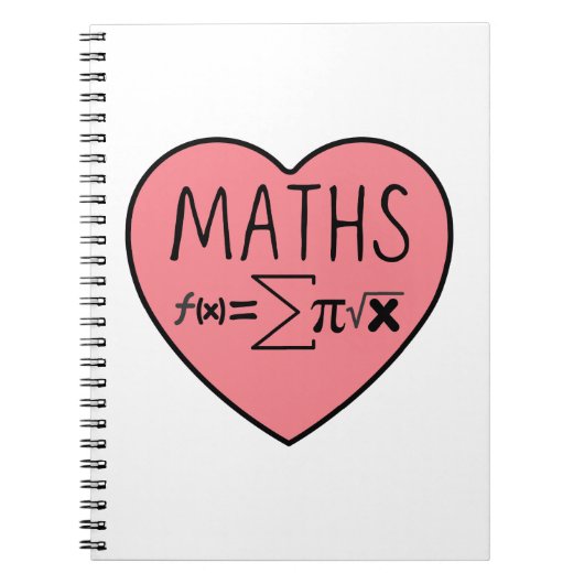 Carnet J'aime le coeur des maths (Devant)