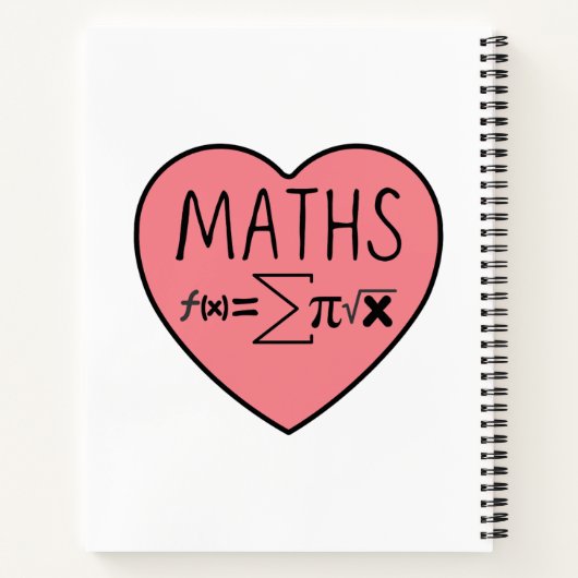 Carnet J'aime le coeur des maths (Dos)