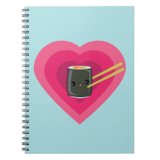 Carnet J'aime le petit pain de sushi de Kawaii de sushi