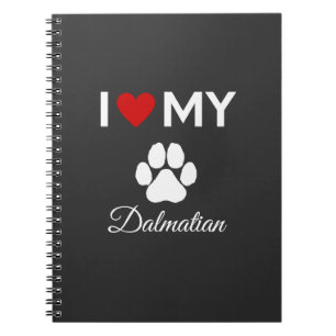 Carnet J'aime le texte personnalisé de chien dalmate