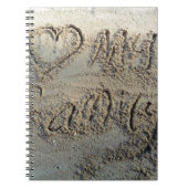 Carnet J'aime ma famille, sable écrire une citation d'amo (Devant)