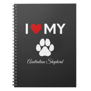 Carnet J'aime mon Australian Shepherd chien nom personnal