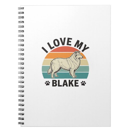 Carnet J'aime mon chien Blake Design de gravure rétro_1 (Devant)