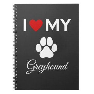 Carnet J'aime mon chien Greyhound texte personnalisé