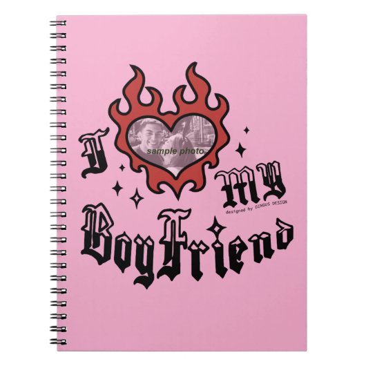 Carnet J'aime mon petit ami - Rouge - DingusDesign  (Devant)
