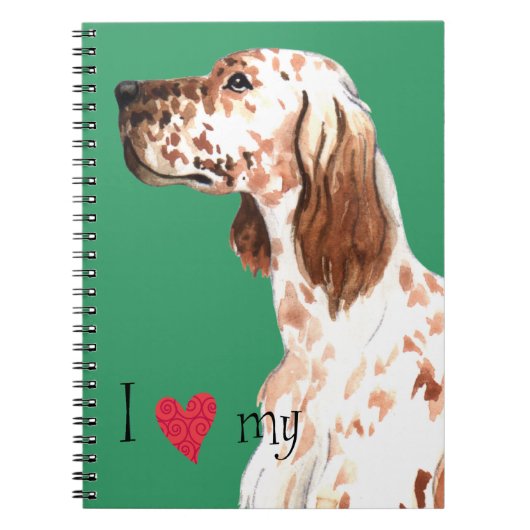 Carnet J'aime mon Setter anglais (Devant)