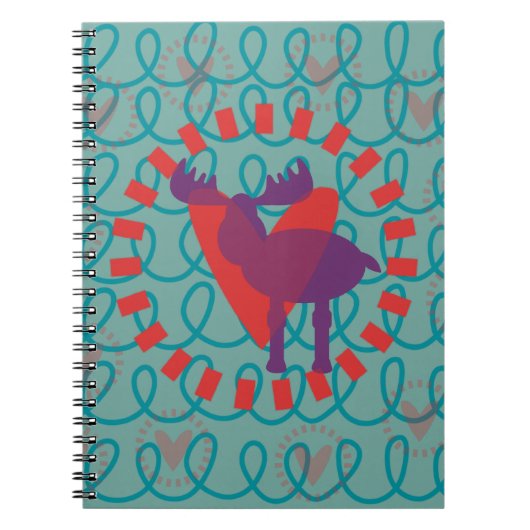 Carnet J'aime Moose Heart Doodle Nature Amour Design (Devant)