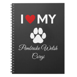 Carnet J'aime Pembroke Welsh Corgi chien texte personnali