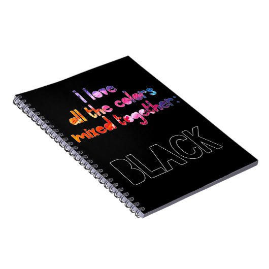 Carnet J'aime toutes les couleurs ensemble noir uni (Côté Droit)
