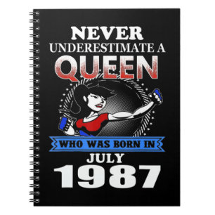 Carnet JAMAIS SOUS-ESTIMER UNE Reine Née en juillet 1987