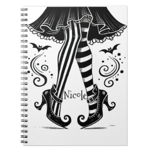 Carnet Jambes de Sorcière Noir et Blanc Fête d'Halloween