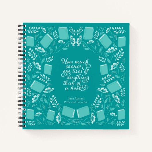 Carnet Jane Austen Fierté & Préjugés Turquoise Floral Lib (Devant)