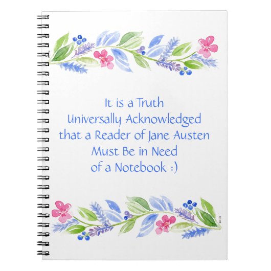 Carnet Jane Austen Motto Floral Spiral (Devant)