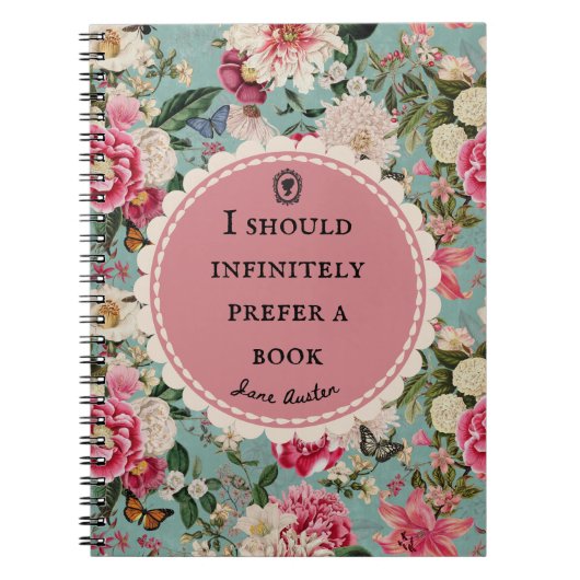 Carnet Jane Austen Quote Notebook "Prefer a Book" (Devant)