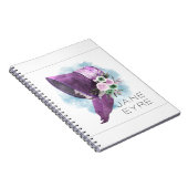 Carnet Jane Eyre Bonnet Fleurs violettes et bleues (Côté Droit)