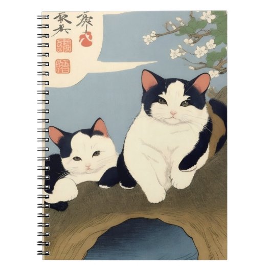 Carnet Japanese Cats Blossom Tree Notebook (Devant)