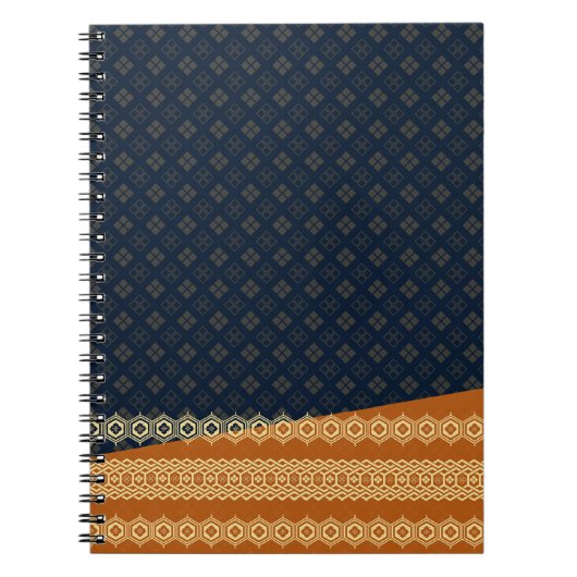 Carnet Japanese Tortoise and Diamond Pattern Gold Navy (Devant)