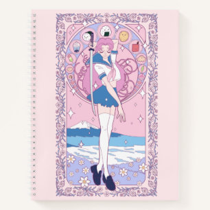 Carnet Japon Rose Anime Schogirl Art Nouveau