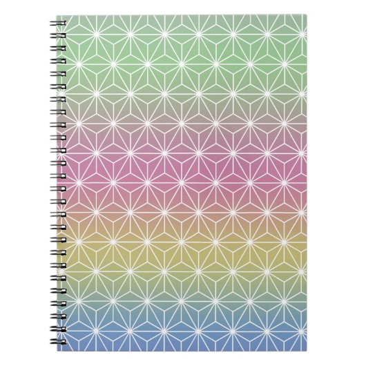 Carnet Japonais Asanoha traditionnel Print Pastel Arc-en- (Devant)