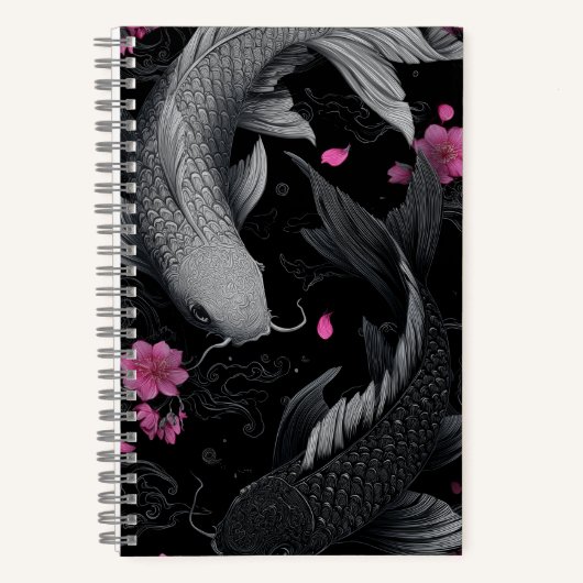 Carnet Japonais Koi Fish mode foncé (Recto)