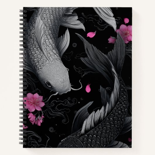 Carnet Japonais Koi Fish mode foncé (Devant)
