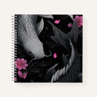Carnet Japonais Koi Fish mode foncé