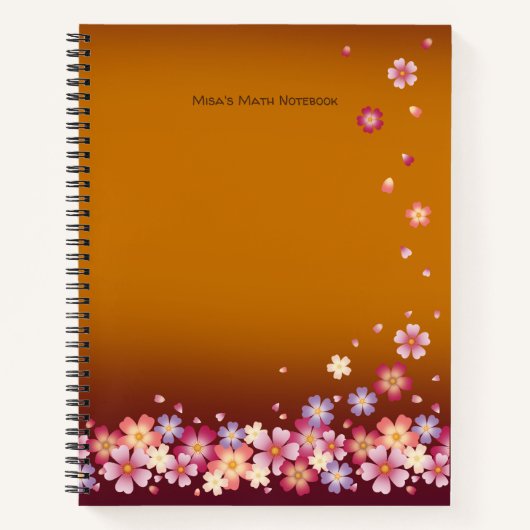 Carnet Japonais Sakura Blossoms Gold & Plum personnalisab (Devant)