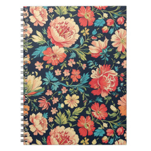 Carnet Jardin botanique vintage motif floral bleu