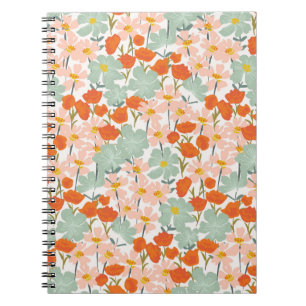 Carnet Jardin de belles fleurs dessinées à la main en ros