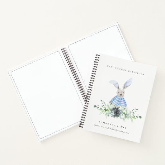 Carnet Jardin de Bunny Bleu Baby shower de feuillage Succ (Intérieur)