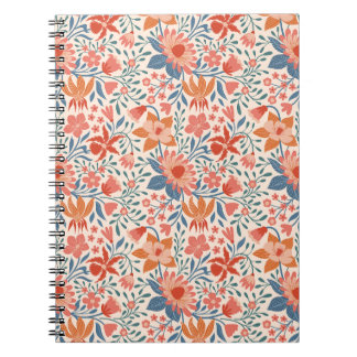 Carnet Jardin de corail et de sarcelle sur fond beige dou