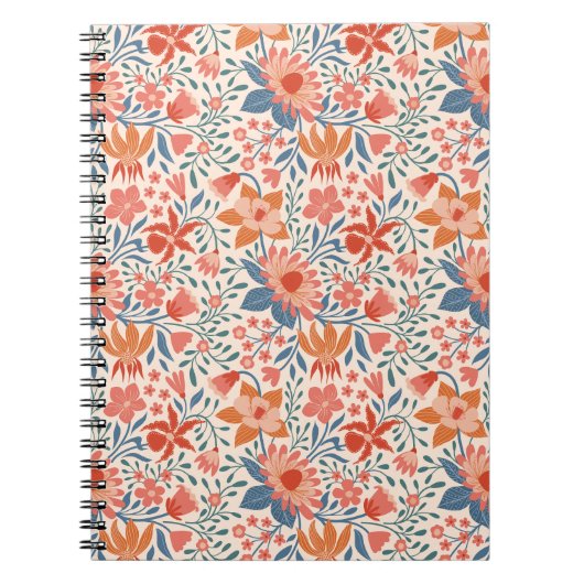 Carnet Jardin de corail et de sarcelle sur fond beige dou (Devant)
