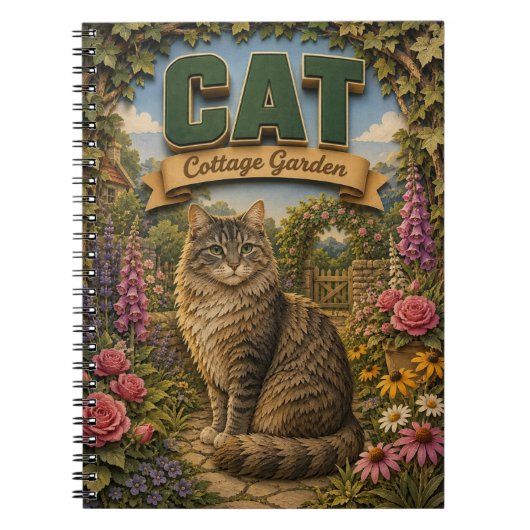 Carnet Jardin de cottage au chat POPCUT (Devant)