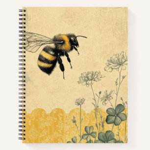Carnet Jardin de fleurs sauvages à l'abeille à miel vinta