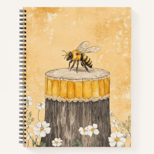 Carnet Jardin de fleurs sauvages à miel de abeille vintag