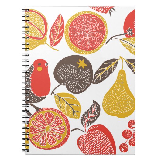 Carnet jardin de fruits avec oiseau (Devant)