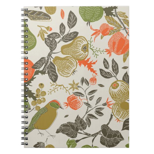 Carnet jardin de fruits avec oiseau. motif transparent (Devant)