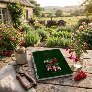Carnet Jardin de Fuchsia Botanique Vintage sur Fond Vert