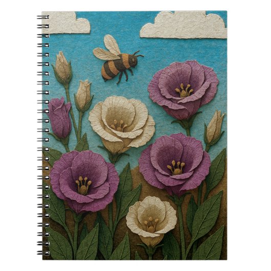Carnet Jardin de gentiane des Prairies avec une abeille (Devant)