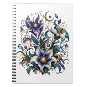 Carnet Jardin de minuit enchanté : bleu et or lumineux
