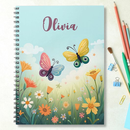 Carnet Jardin de papillons pastel fantaisiste