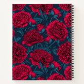 Carnet Jardin de pivoine rouge sur bleu foncé (Dos)