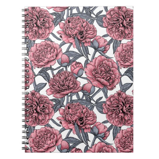 Carnet Jardin de pivoines roses (Devant)