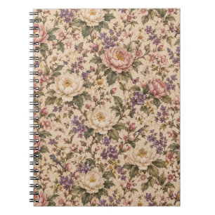 Carnet Jardin de roses botaniques vintage et motif papill