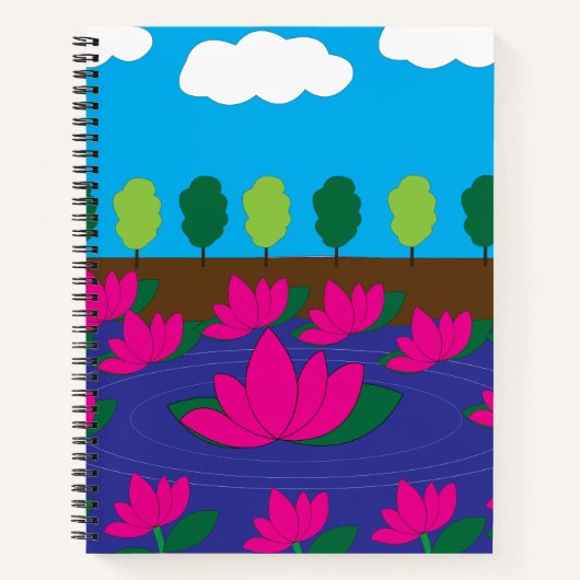 Carnet Jardin d'eau rose Lotus (Devant)