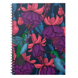 Carnet Jardin des colibris en violet et bleu
