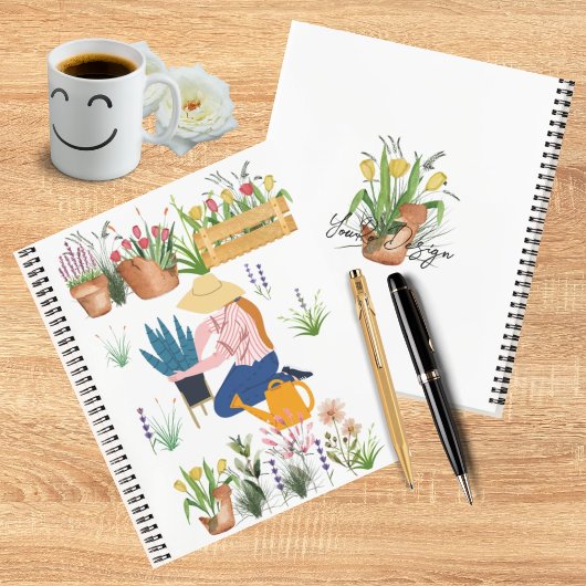 Carnet Jardin d'illustration florale d'aquarelle mite