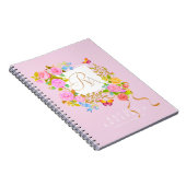 Carnet Jardin fleuri romantique monogramme jaune (Côté Droit)