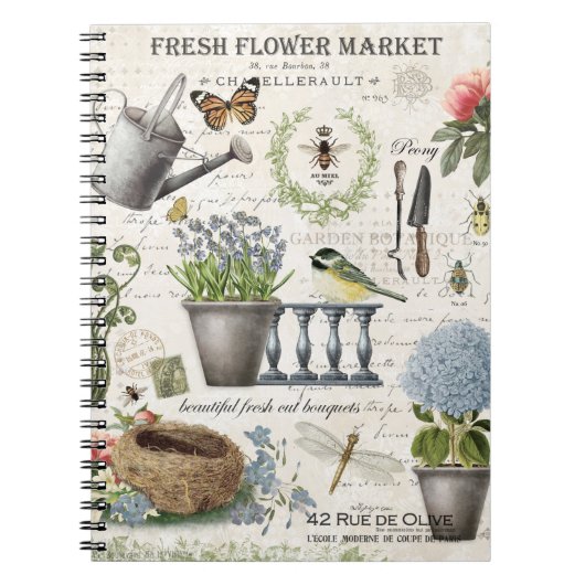 Carnet Jardin fleuri Vintage (Devant)