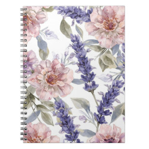 Carnet Jardin floral aquarelle de pivoine lavande